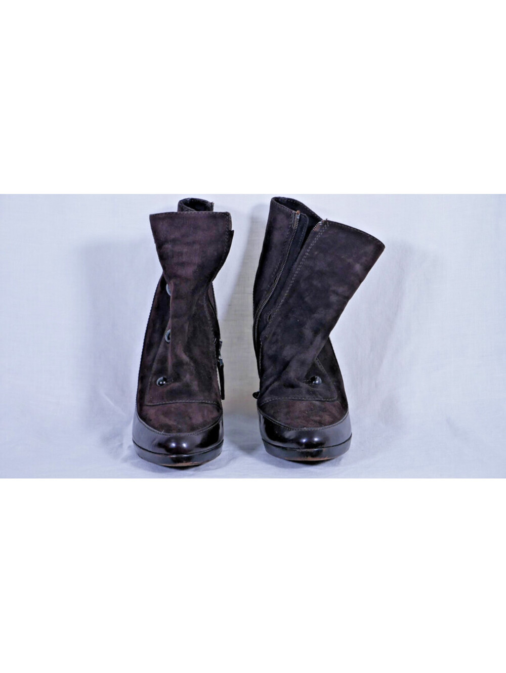 Fendi Brown Leather Suede Heeled Boots Size 37